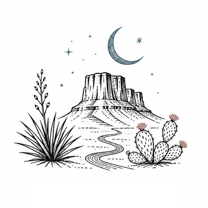 High Desert Mystics — mesa at night